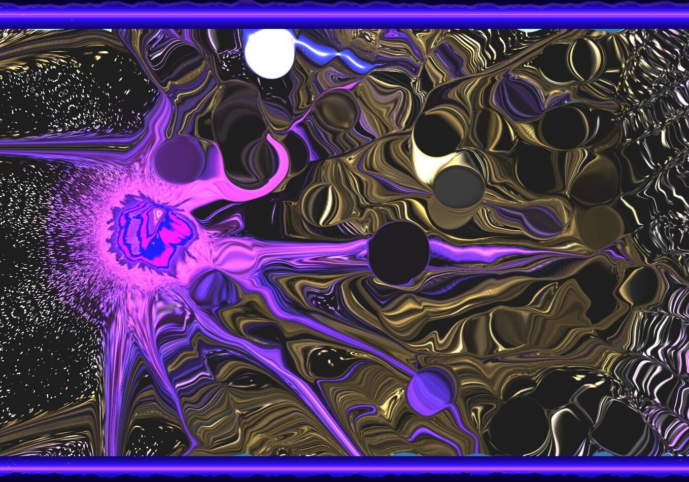 Abstract digital artwork with swirling patterns and vibrant purple highlights.