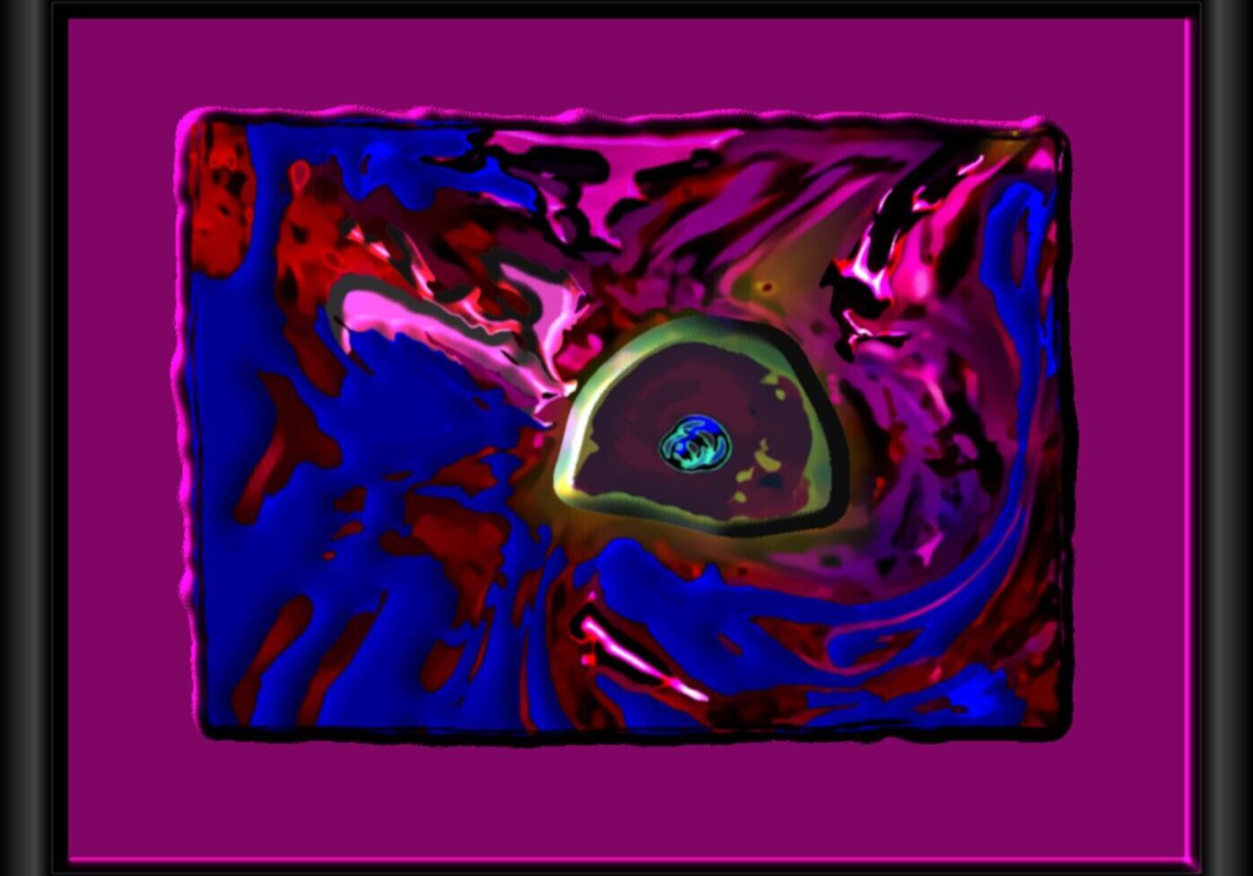 Abstract colorful digital art with a prominent eye shape.